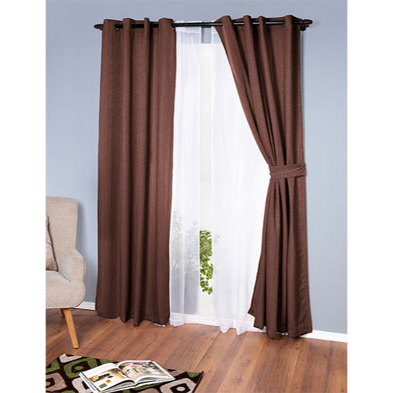 Set de cortinas de tela rústica Emilia