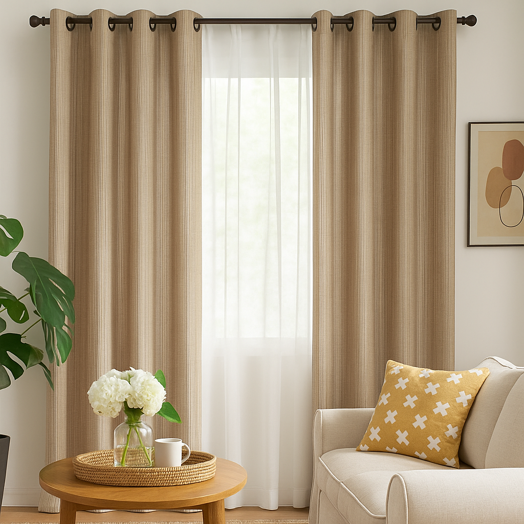 Set de cortinas de tela rústica Emilia
