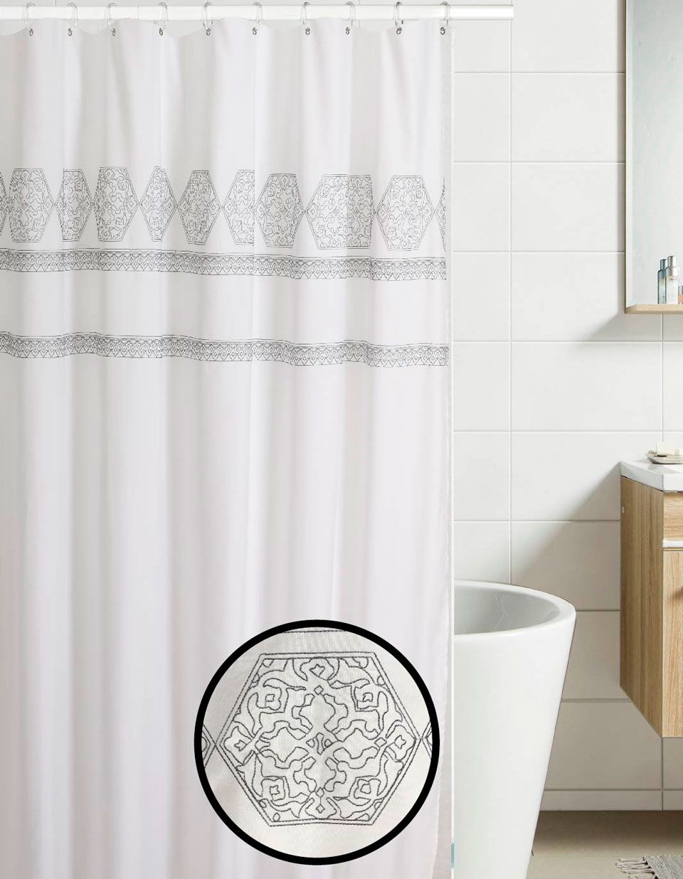 Cortinas bordadas de baño