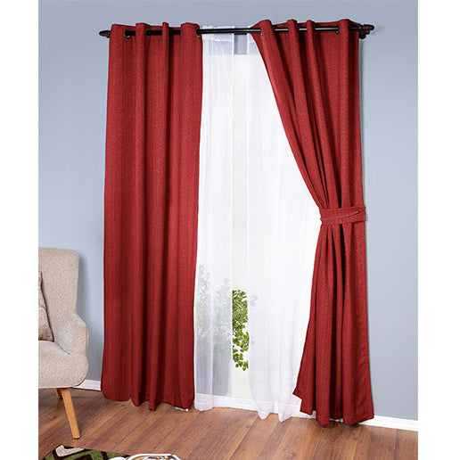 Set de cortinas de tela rústica Emilia